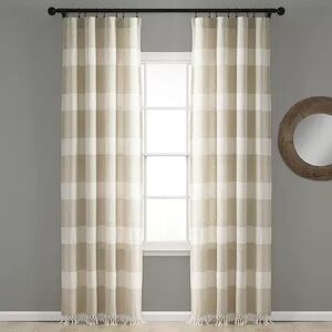 Lush Decor 2-pack Tucker Stripe Yarn Dyed Cotton Knotted Tassel Window Curtains, Dark Brown, 40X95