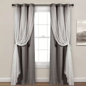 Lush Decor 2-pack Sheer Window Curtains, Dark Grey, 38X95
