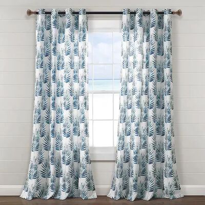 Lush Decor Palm Lane Pair of 2 Grommet Window Curtain Panels, Blue, 84X52