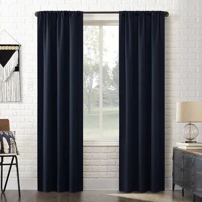 Sun Zero Bergen Theater Grade Extreme 100% Blackout Window Curtain Panel, Blue, 40X63