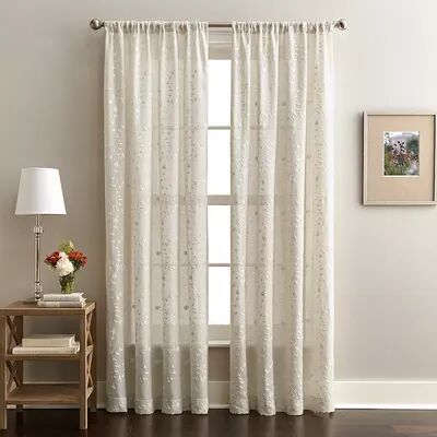 Curtainworks Window Curtainworks 1-Panel Lynette Embroidered Sheer Window Curtain, Multicolor, 50X63