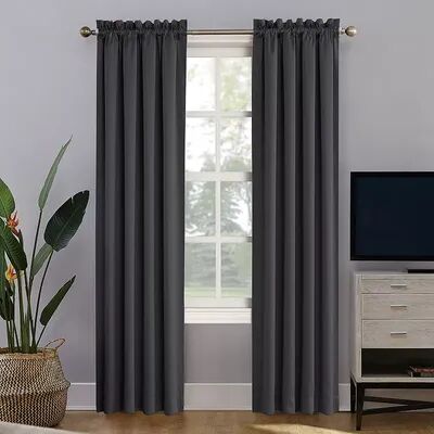 Sun Zero Blackout 1-Panel Norway Theater Grade Window Curtain, Med Grey, 52X63