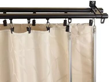 Rod Desyne Armor Wall Mount Adjustable Traversing Double Curtain Track, Black, 66-120