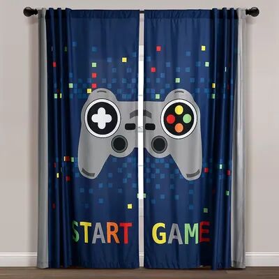 Lush Decor Video Games Window Curtain Panels, Blue, 84X52