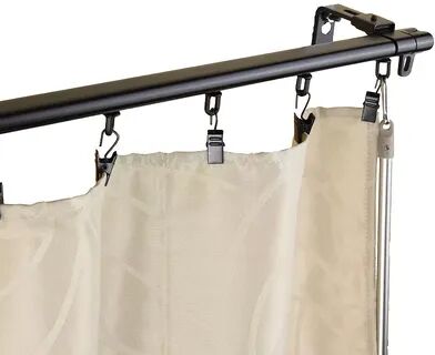 Rod Desyne Armor Wall Mount Adjustable Traversing Curtain Track, Black, 28-48