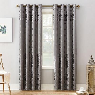 Sun Zero Blackout 1-Panel Extreme Elidah Theater Grade Window Curtain, Grey, 50X95