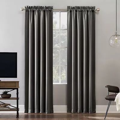 Sun Zero Blackout 1-Panel Norway Theater Grade Window Curtain, Grey, 52X63