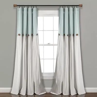 Lush Decor 2-pack Linen Button Window Curtain Set, Blue, 40X84