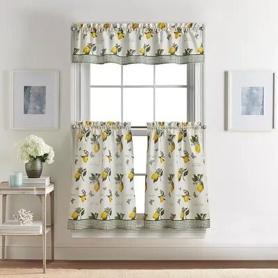 Curtainworks Vintage Lemon Rod Pocket Valance and Tier Set, Multicolor, 56X36