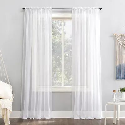 No. 918 1-Panel Emily Solid Sheer Voile Window Curtain, White, 59X63