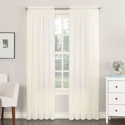 No. 918 1-Panel Emily Solid Sheer Voile Window Curtain, White, 59X95