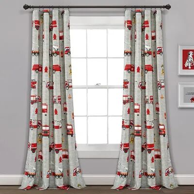 Lush Decor 2-pack Fire Truck Window Curtain Set, Grey, 52X84