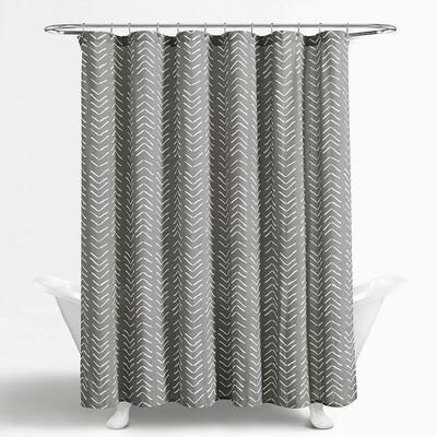 Lush Decor Hygge Modern Arrow Linen Look Shower Curtain, Grey, 72X72