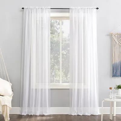 No. 918 1-Panel Emily Solid Sheer Voile Window Curtain, White, 59X84