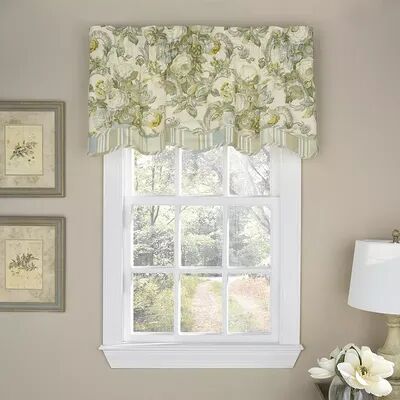 Waverly Spring Bling Scalloped Window Valance, Grey, 52X18