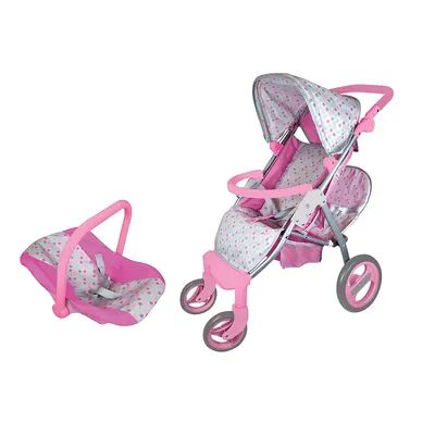 Lissi Twin Baby Doll Stroller with Car Seat, Multicolor