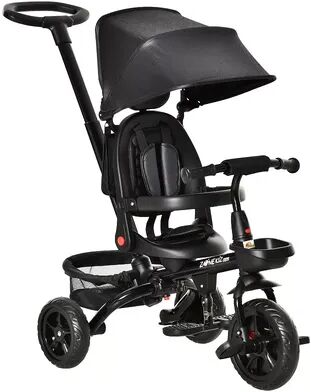 Qaba Baby Tricycle 4 In 1 Stroller w/ Reversible Angle Adjustable Seat Removable Handle Canopy Handrail Belt Storage Footrest Brake Clutch for 1 5