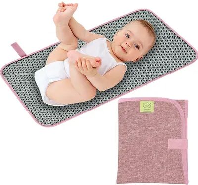 KeaBabies Portable Diaper Changing Pad, Waterproof Foldable Baby Changing Mat, Travel Diaper Change Mat, Med Pink