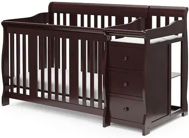 Storkcraft Portofino 4-in-1 Fixed Side Convertible Crib Changer, Brown