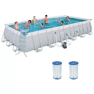 Bestway 24ft x 12ft x 52in Above Ground Swimming Pool Set w/ Cartridges (2 Pack), Grey