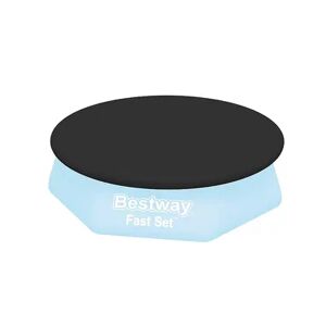 Bestway 58032E 8 Foot Round PVC Pool Cover for Above Ground Fast Set Pools, Brt Blue