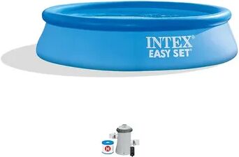 Intex 28107EH 8 x 24 Inch Easy Set Inflatable Swimming Pool with Filter, Blue, Brt Blue