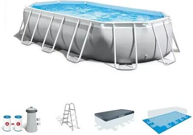 Intex 16.5ft x 9ft x 48in Rectangular Pool Set w/ Filter Cartridges (6 Pack), Grey