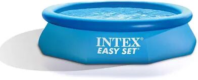 Intex 10ft x 30in Easy Set Inflatable Round Plastic Family Swimming Pool & Pump, Brt Blue