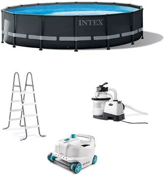 Intex Ultra XTR 16ft x 48in Above Ground Pool Set w/ Pump & Cleaner Robot Vacuum, Grey