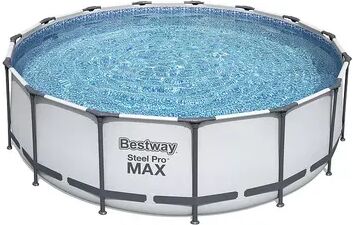 Bestway 15ft x 48in Steel Pro Max Round Frame Above Ground Swimming Pool Set, Grey