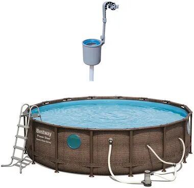 Bestway 16ft x 48in Power Steel Vista Above Ground Pool with Surface Skimmer, Red/Coppr