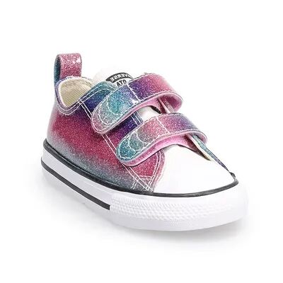 Converse Chuck Taylor All Star 2V Coated Glitter Baby / Toddler Girls' Shoes, Toddler Girl's, Size: 4 T, Natural