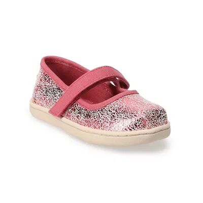 TOMS Crackle Foil Toddler Girls' Mary Jane Shoes, Toddler Girl's, Size: 7 T, Dark Pink