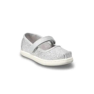 TOMS Iridescent Infant / Toddler Girls' Mary Jane Shoes, Toddler Girl's, Size: 3T, Silver
