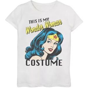 Licensed Character Girls 7-16 DC Comics This Is My Wonder Woman Costume Text Graphic Tee, Girl's, Size: XL, White