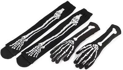 Panda Halloween Skeleton Stocking and Arm Gloves, Costume Accessories for Women, Teens, Grey