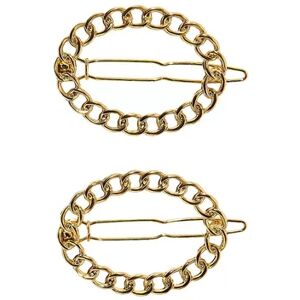 LC Lauren Conrad Gold Tone Chain Link Oval Hair Clip 2 Pack