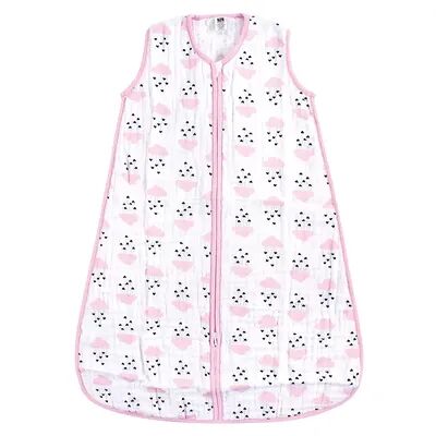 Hudson Baby Infant Girl Muslin Cotton Sleeveless Wearable Sleeping Bag, Sack, Blanket, Clouds And Hearts, 12-18 Months, Infant Girl's, Med Pink