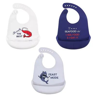 Hudson Baby Infant Boy Silicone Bibs 3pk, Seafood, One Size, Brt Blue