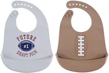 Hudson Baby Infant Boy Silicone Bibs 2pk, Football, One Size, Brt Blue