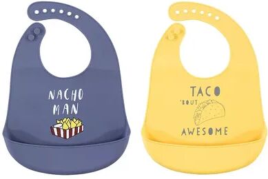 Hudson Baby Infant Boy Silicone Bibs 2pk, Nacho Man, One Size, Brt Blue