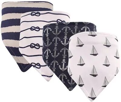 Hudson Baby Infant Boy Cotton Bandana Bibs 4pk, Sailboat, One Size, Brt Blue