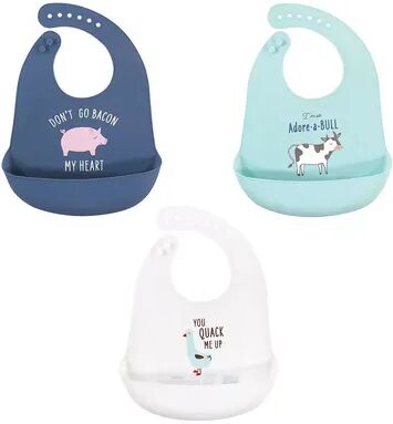 Hudson Baby Infant Boy Silicone Bibs, Bacon My Heart, One Size, Brt Blue