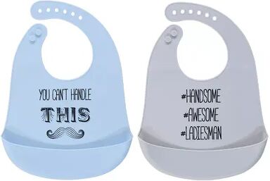 Hudson Baby Infant Boy Silicone Bibs 2pk, Mustache, One Size, Brt Blue