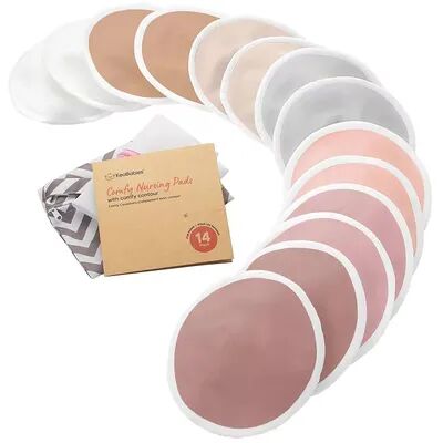 KeaBabies 14pk Organic Nursing Pads, Washable Breast Pads + Wash Bag, Reusable Nipple Pads (Lovelle), Multicolor