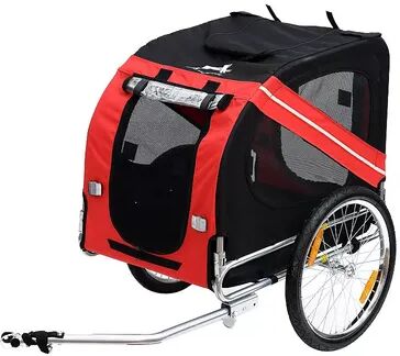 Aosom Dog Bike Trailer Pet Cart Bicycle Wagon Cargo Carrier Attachment for Travel with 3 Entrances Large Wheels for Off Road and Mesh Screen Light