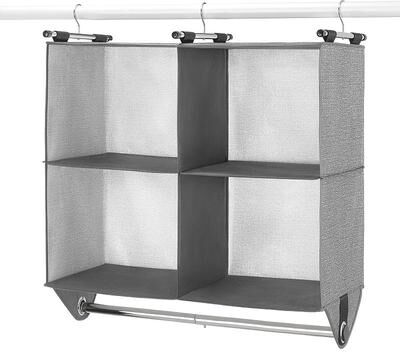 Whitmor 4-Section Hanging Closet Organizer, Grey