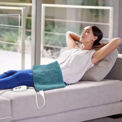 Pure Enrichment Extra Large Electric Heating Pad with 6 Fast Heat Settings to Relieve Back Pain, Cramps, and Sore Muscles, Blue