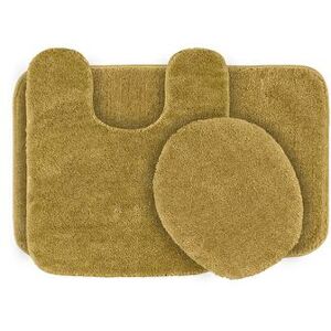 Garland Rug Deco Solid Plush 3-piece Bath Set, Beig/Green, 3 Pc Set