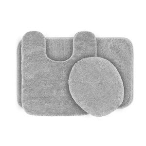 Garland Rug Deco Solid Plush 3-piece Bath Set, Grey, 3 Pc Set